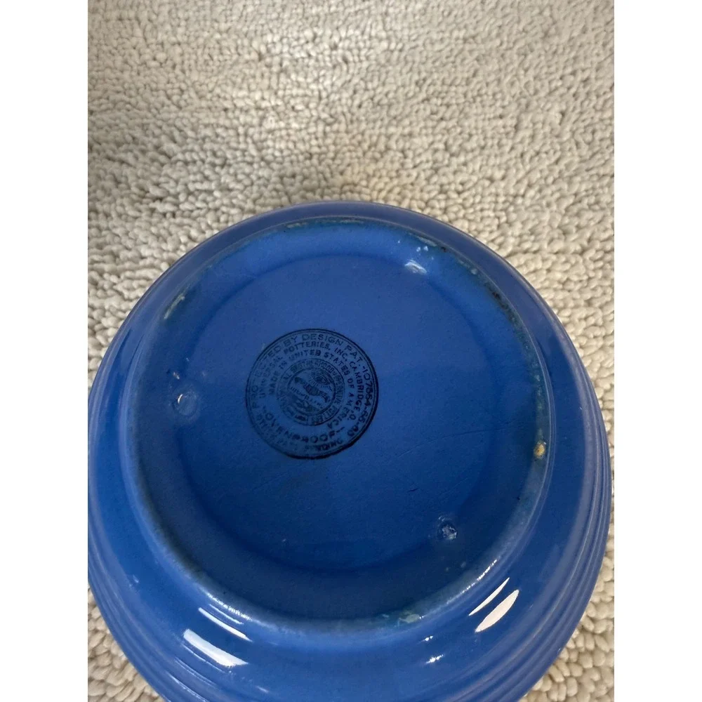 Vintage Universal Pottery Mixing Bowl Blue Floral Pattern Nesting‎ Bowls 2